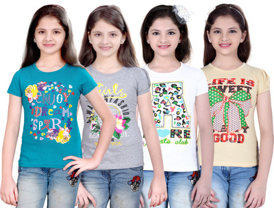 

FabTag - Sini Mini Girls Printed T Shirt(Multicolor