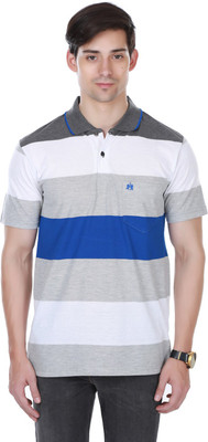 

Cotton County Premium Striped Men's Flap Collar Neck Blue T-Shirt