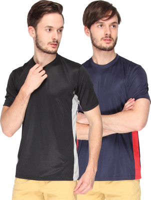 

Campus Sutra Solid Men Round Neck Denim Black, Dark Blue T-Shirt(Pack of 2), Black;navy blue