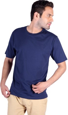 Humbert Solid Men Round Neck Dark Blue T-Shirt