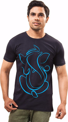 

Unisopent Designs Printed Men's Round Neck Dark Blue T-Shirt, Navy