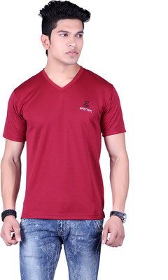 

Sellsy Solid Men's V-neck Maroon T-Shirt