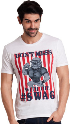 

Fritzberg Printed Men's Round Neck White T-Shirt, Noble white