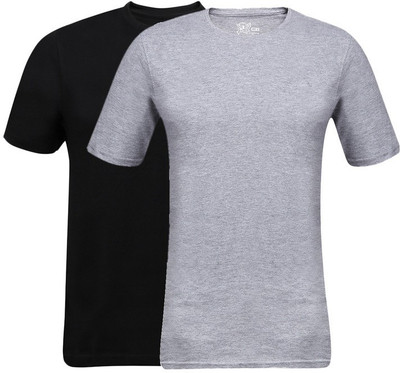 

Campus Sutra Solid Men Henley Multicolor T-Shirt(Pack of 2, Black;grey