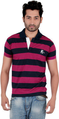 

Awack Striped Men's Polo Neck Purple, Blue T-Shirt, Rani