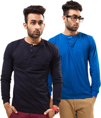 

Unisopent Designs Solid Men's Henley Dark Blue, Blue T-Shirt(Pack of 2, Navy