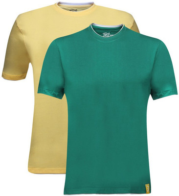 

Campus Sutra Solid Men Henley Multicolor T-Shirt(Pack of 2, Green;yellow