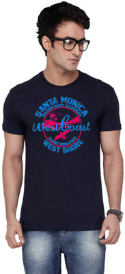 Inkovy Graphic Print Men's Round Neck Dark Blue T-Shirt, Navy