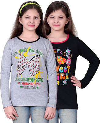 46% OFF on FabTag - SINI MINI Girls Printed T Shirt(Multicolor)