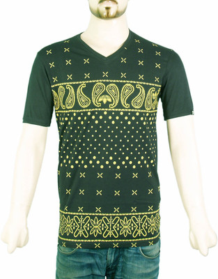 

VR Designers Paisley Men's V-neck Green T-Shirt