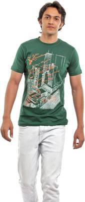 

BG69 Graphic Print Men's Round Neck Green T-Shirt, B.green