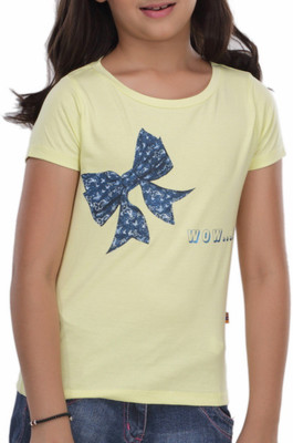 

Trmpi Girls Graphic Print T Shirt(Yellow