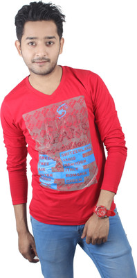 

Spur Printed Men's V-neck Red T-Shirt