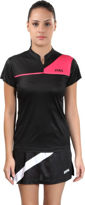 

Stag Printed Women's V-neck Black, Pink T-Shirt