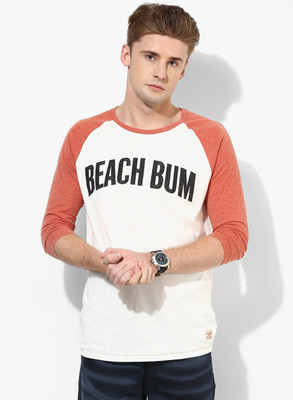 

Jack & Jones Printed Men' Round Neck White T-Shirt, Tabasco