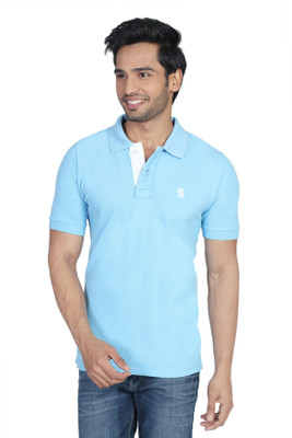 

The Cotton Company Solid Men' Polo Neck Light Blue T-Shirt, Sky blue