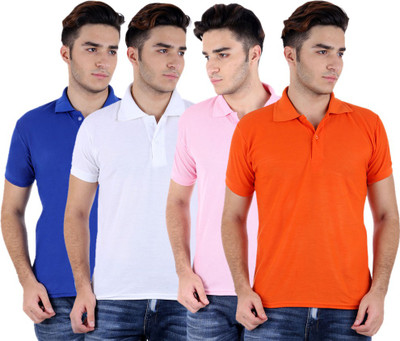 

Sanvi Traders Solid Men Polo Neck Multicolor T-Shirt(Pack of 4