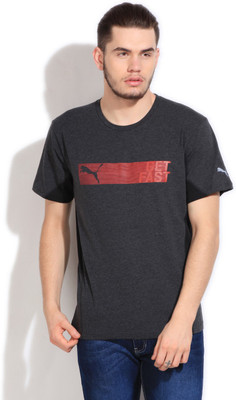 

Puma Solid Men' Round Neck Grey T-Shirt, Black