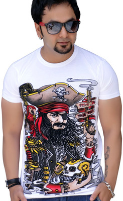

Black Collection Graphic Print Men's Round Neck White T-Shirt