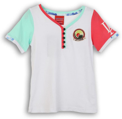 

Lilliput Boys Solid, Printed Cotton T Shirt(White, Pack of 1