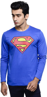 Superman Printed Men Round or Crew Blue T-Shirt