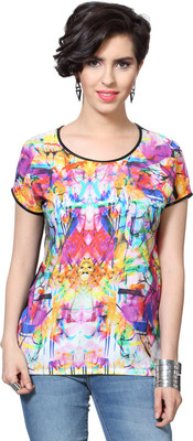 

SF Jeans by Pantaloons Printed Women' Round Neck Black T-Shirt