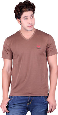 

Sellsy Solid Men's V-neck Brown T-Shirt