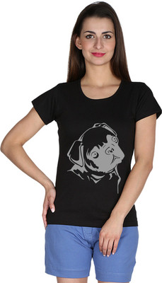 

Faireno Printed Women' Round Neck Black T-Shirt