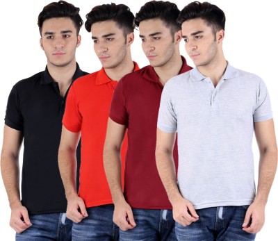 

Sanvi Traders Solid Men Polo Neck Multicolor T-Shirt(Pack of 4