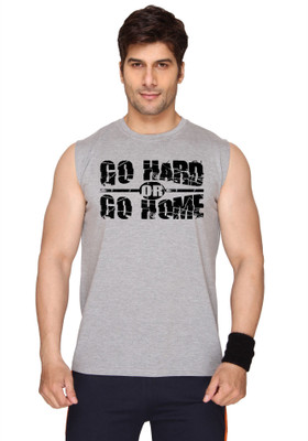 SayItLoud Printed Men' Round Neck Grey T-Shirt