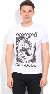 

Wrangler Printed Men's Round Neck White T-Shirt