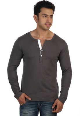 

Rigo Solid Men's Henley Grey T-Shirt