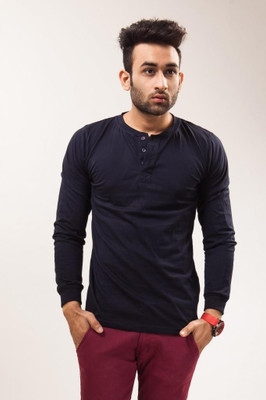 

Unisopent Designs Solid Men's Henley Blue T-Shirt, Navy blue