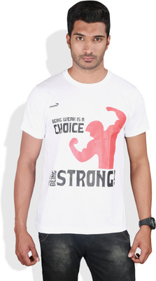 Kingaroo Printed Men' Round Neck White T-Shirt