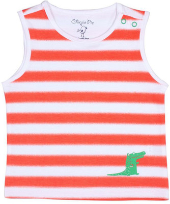 

Chirpie Pie by Pantaloons Boys Striped Cotton T Shirt(Orange, Pack of 1