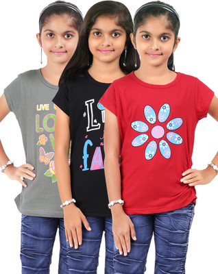 Bes-Tex Girls Printed T Shirt(Multicolor) Bes-Tex Girls Printed T Shirt(Multicolor)