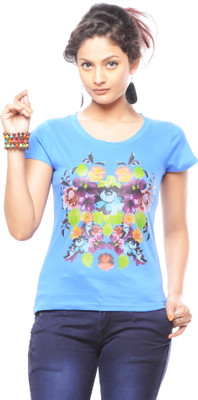 

Trendy Girlz Graphic Print Women's Round Neck Blue T-Shirt, Strong blue