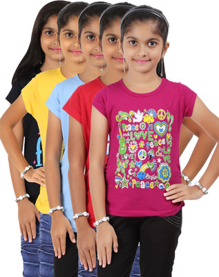 Bes-Tex Girls Printed T Shirt(Multicolor) Bes-Tex Girls Printed T Shirt(Multicolor)