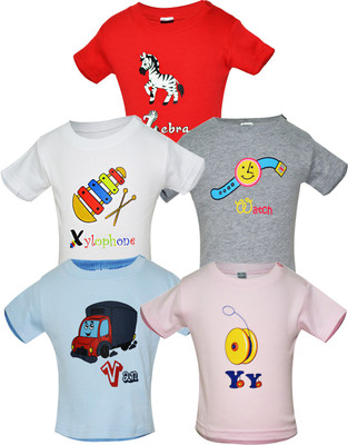 

Gkidz Boys Printed Cotton T Shirt(Multicolor, Pack of 5