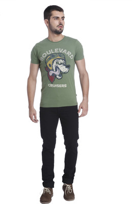 

Jack & Jones Printed Men' Round Neck Green T-Shirt, Vineyard green