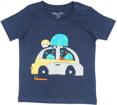 

Chirpie Pie by Pantaloons Boys Applique Cotton T Shirt(Dark Blue, Pack of 1, Navy