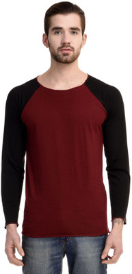 

Mi Moda Solid Men' Round Neck Maroon, Black T-Shirt