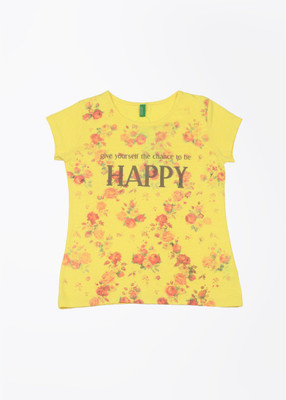 

United Colors of Benetton. Girls Printed T Shirt(Yellow, 01l