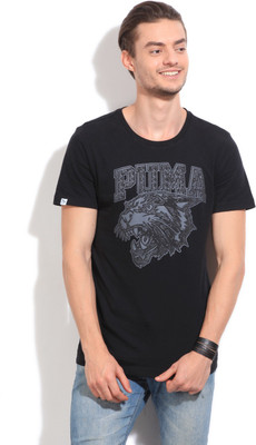 

Puma Printed Men's Round Neck Black T-Shirt