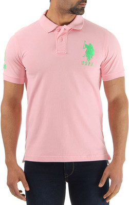 

U.S. Polo Assn. Solid Men's Polo Neck Pink T-Shirt, Coral blush