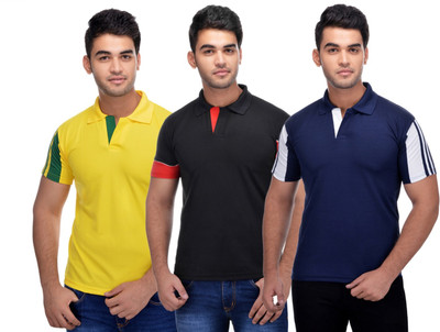 

Lannister Printed Men's Polo Neck Blue T-Shirt(Pack of 3)