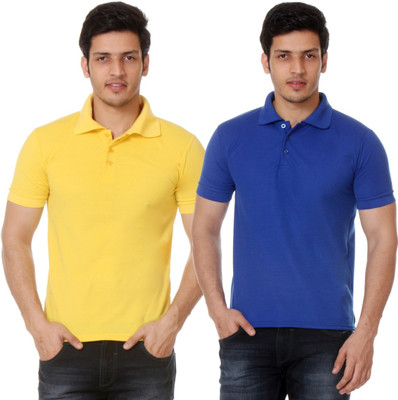 

TeeMoods Solid Men's Polo Neck Blue, Yellow T-Shirt(Pack of 2)