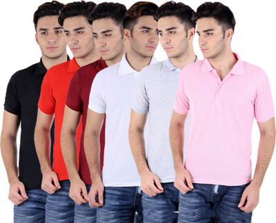 

Sanvi Traders Solid Men Polo Neck Multicolor T-Shirt(Pack of 6