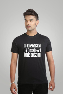 CAMPUS SUTRA Printed Men Round or Crew Grey T-Shirt