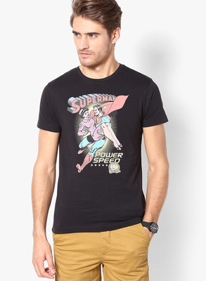 

Jack & Jones Graphic Print Men's Round Neck Black T-Shirt, Black navy